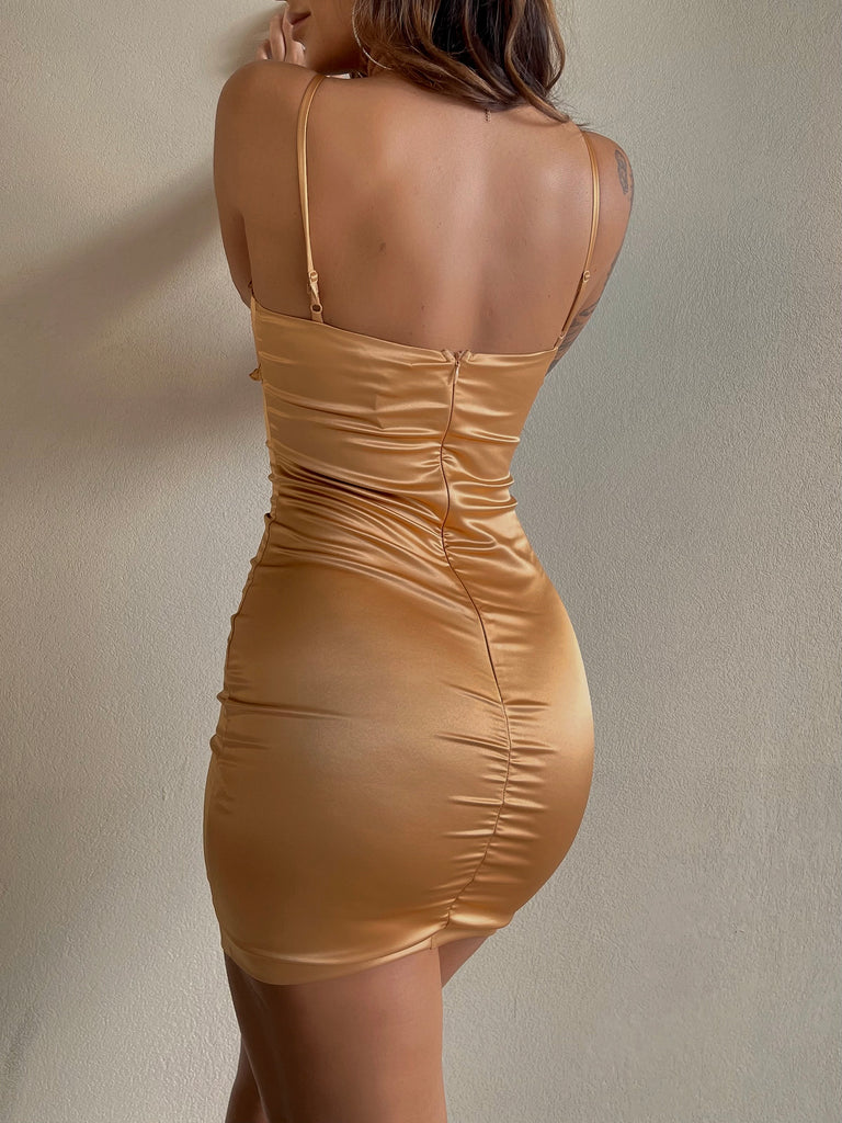 Amelia Silk Dress (Gold)